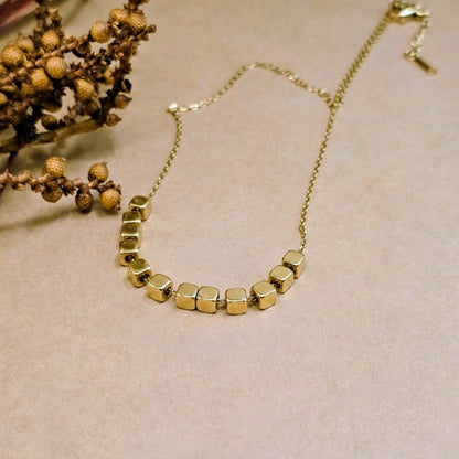 Pixel Necklace – Minimalist Gold-Plated Geometric Pendant