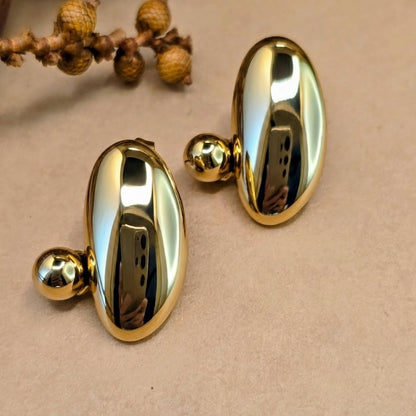 Pebble Sculptural Gold Stud Earrings | Anti-Tarnish & Waterproof