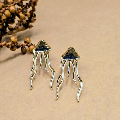 Jellyfish Statement Earrings – Gold Anti-Tarnish Abstract Drop Earrings