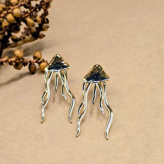 Jellyfish Statement Earrings – Gold Anti-Tarnish Abstract Drop Earrings
