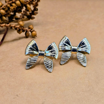 Honey Bow Ribbed Gold Stud Earrings | Anti-Tarnish & Waterproof