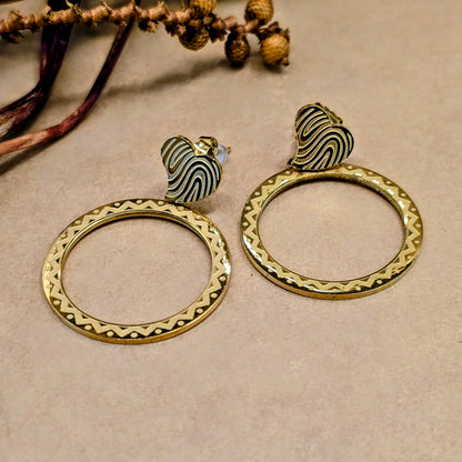 Etched Heart 3-in-1 Multi-Style Drop Earrings | Anti-Tarnish Gold Jewelry