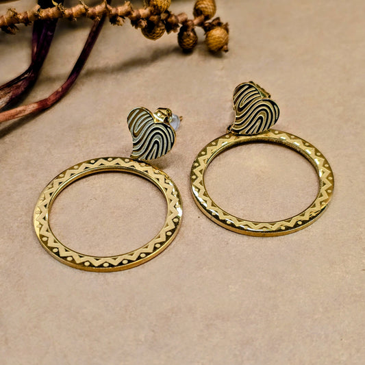 Etched Heart 3-in-1 Multi-Style Drop Earrings | Anti-Tarnish Gold Jewelry