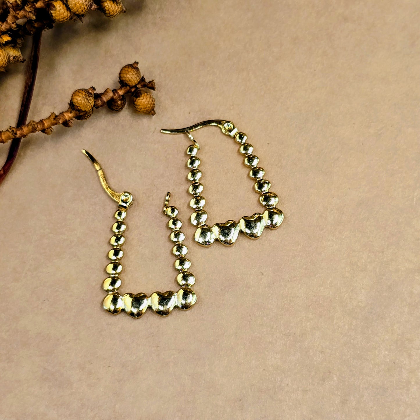 Rectangle Heart Hoop Earrings – Gold Geometric Hoops