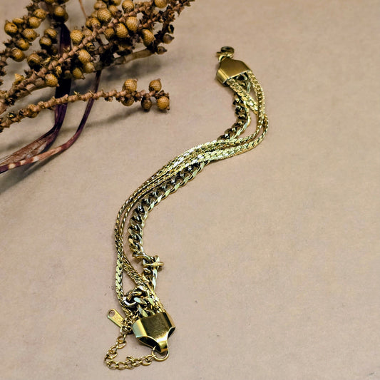 Golden Trinity Layered Bracelet – 3-in-1 Gold Stack