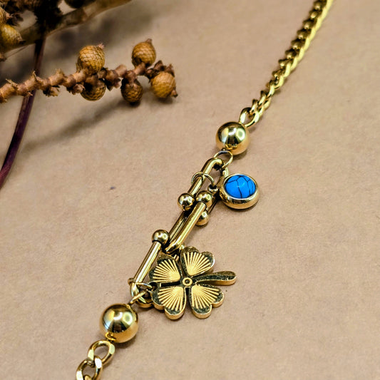 U-Link Lucky Charm Bracelet – Black Clover & Paperclip Chain