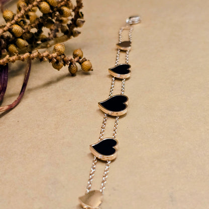 Heartstrings Bracelet – Dainty Black Heart Chain