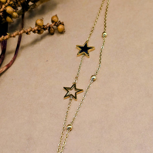 Double Star Layered Bracelet – Gold Anti-Tarnish Minimal Bracelet