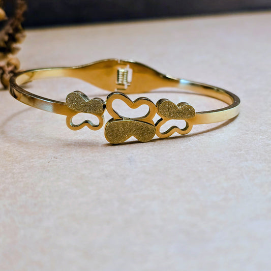 Butterfly Trinity Bangle – Stardust Matte Gold Cuff