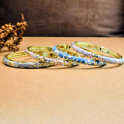 Fleur Enamel Bangles – Luxe Combo Set of 4