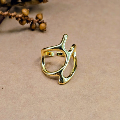Abstract Frame Gold Anti-Tarnish Ring
