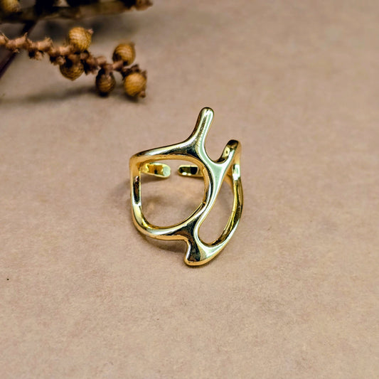 Abstract Frame Gold Anti-Tarnish Ring