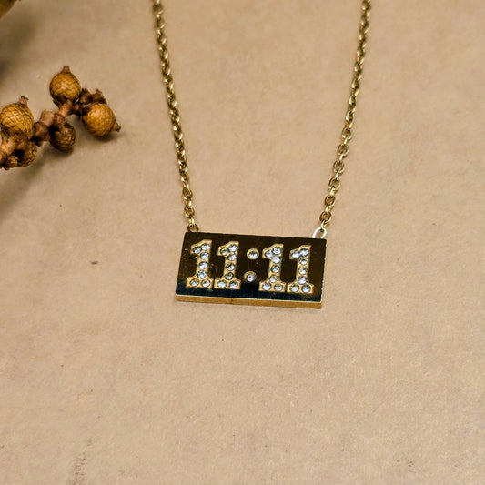 11:11 Pendant Chain – Gold-Plated Necklace for Manifestation & Luck
