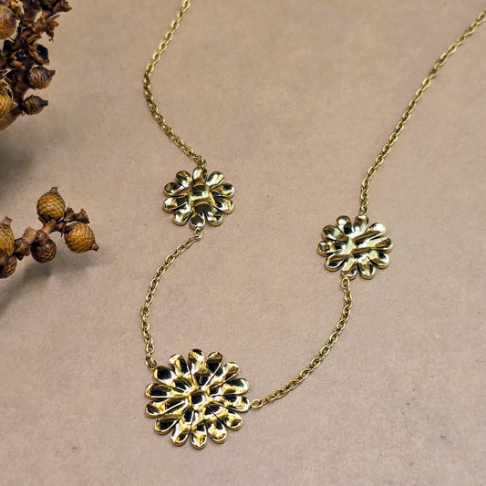 Dainty Gold Plated Marigold Flower Station Necklace