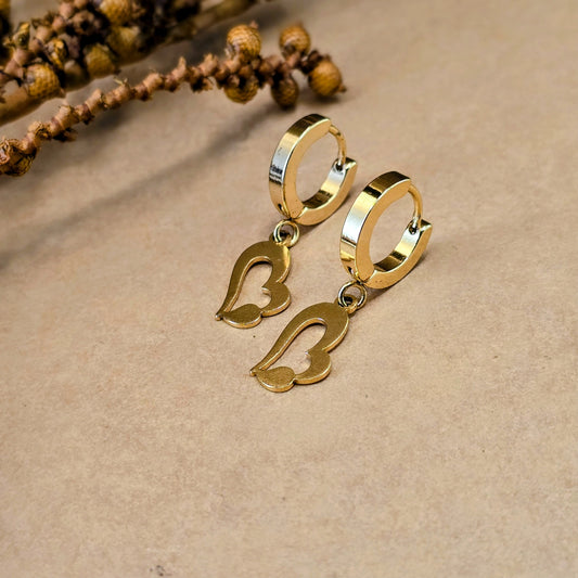 Open Heart Hoop Earrings – Gold Anti-Tarnish Minimal Drop Earrings