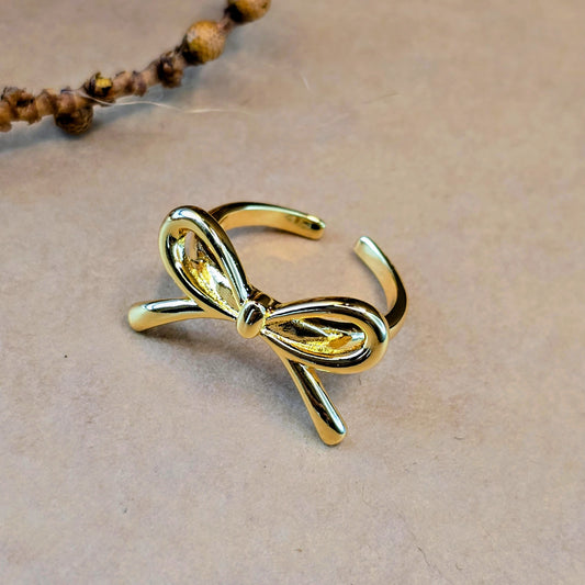 Bow Knot Ring – Chic Adjustable Gold Anti-Tarnish Band