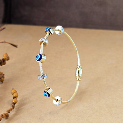 Amulet Evil Eye Cable Bangle – 18k Gold Plated Anti-Tarnish