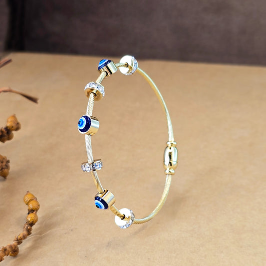 Amulet Evil Eye Cable Bangle – 18k Gold Plated Anti-Tarnish
