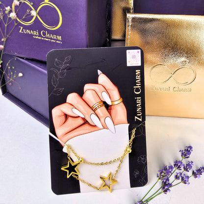 zunari charm double star bracelet premium packaging