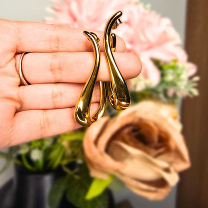 elegant long gold earrings for women office wear