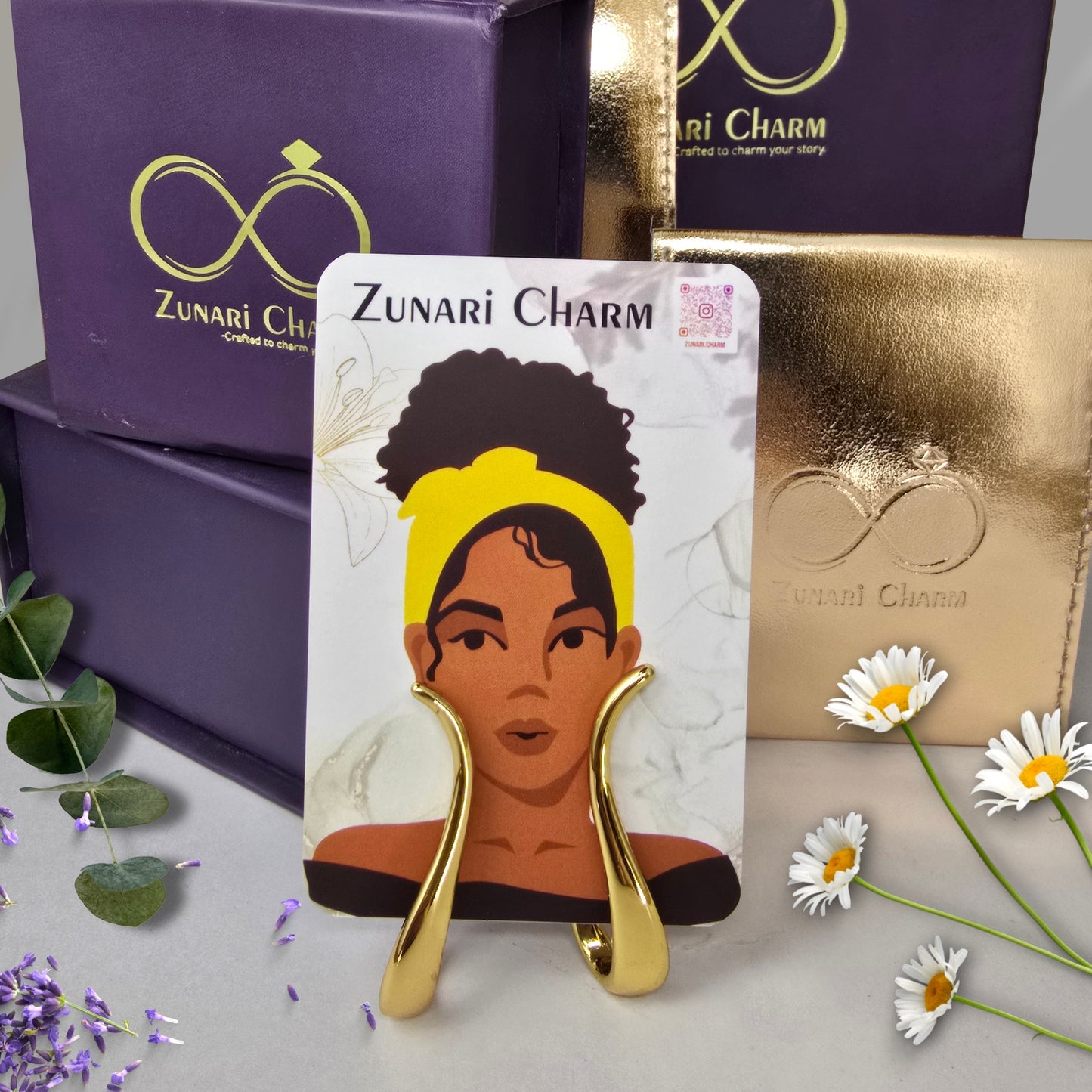 zunari charm premium packaging statement earrings