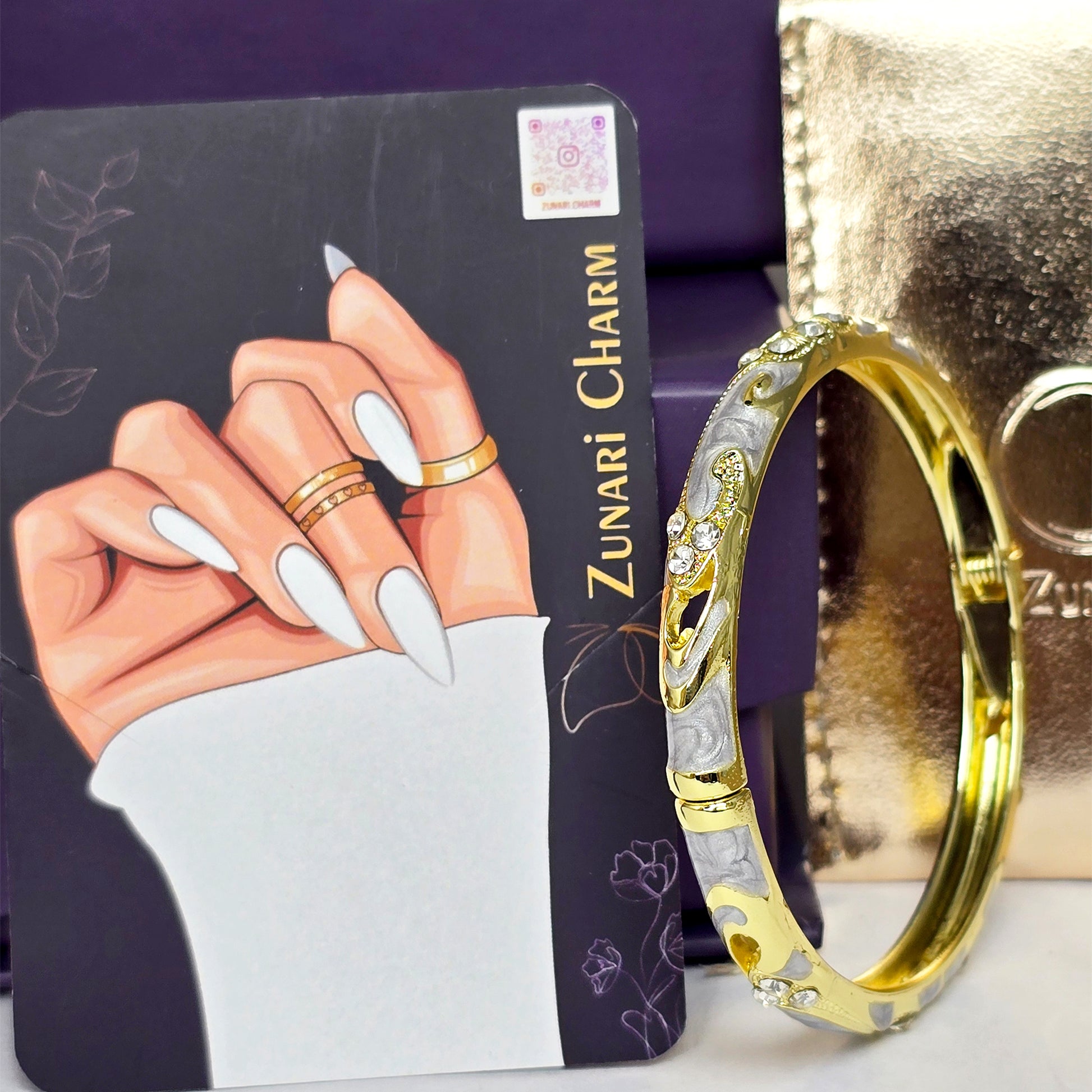 Zunari Charm ash bangle luxury display card image