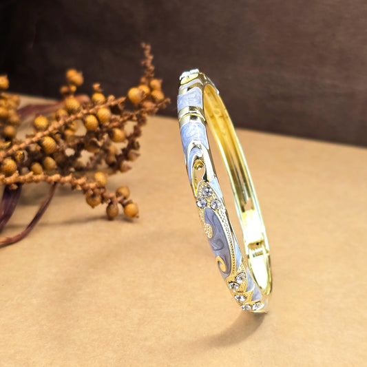 Fleur Enamel Bangle Ash – Luxe Gold Bracelet