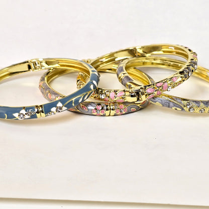 Fleur Enamel Bangles – Luxe Combo Set of 4