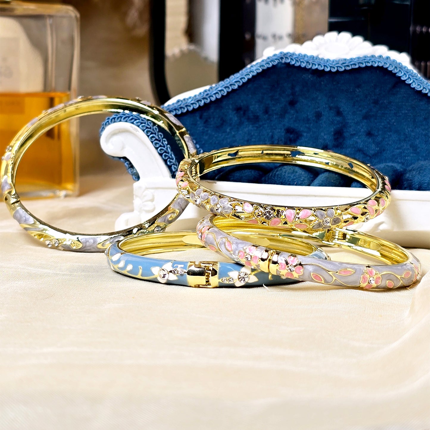 Fleur Enamel Bangles – Luxe Combo Set of 4