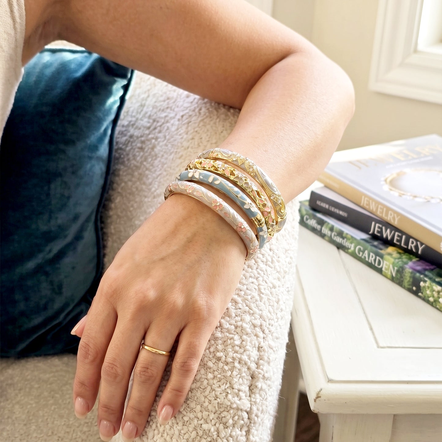 Fleur Enamel Bangles – Luxe Combo Set of 4