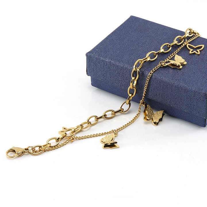 Styled bracelet on a blue textured box