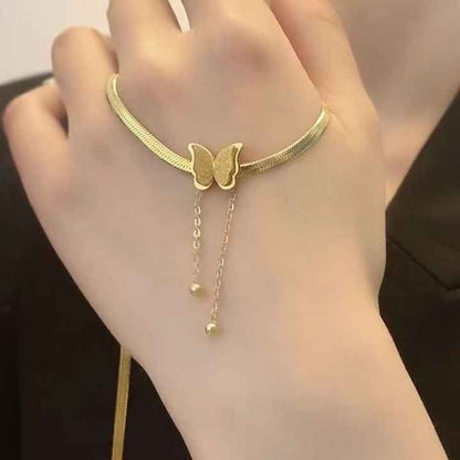 Zunari Charm gold necklace on wrist styled as bracelet