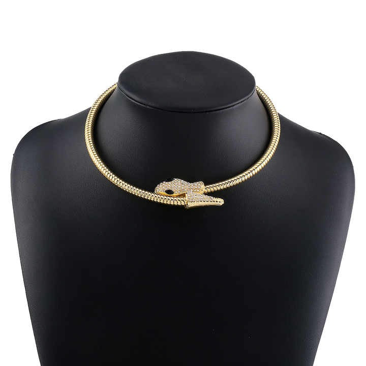 Snake choker on black bust – shorter variation of serpent necklace
