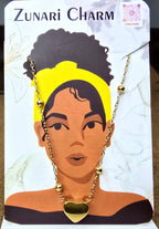 Heart Bead Necklace displayed on Zunari Charm packaging card – Zunari Charm