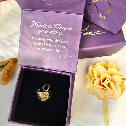 zunari charm gold ring premium packaging