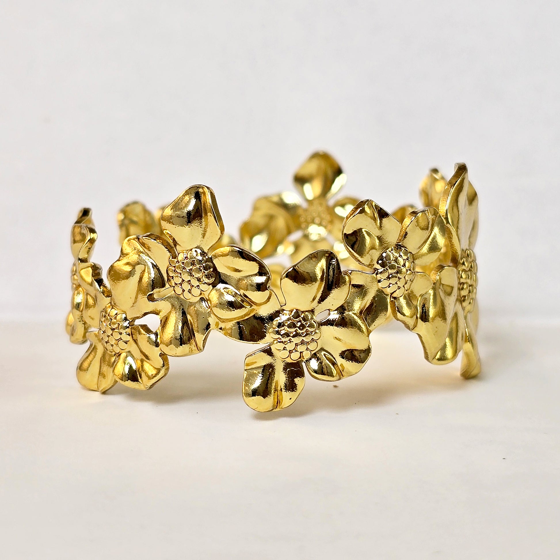 Jardin gold floral cuff bracelet for women statement jewelry
