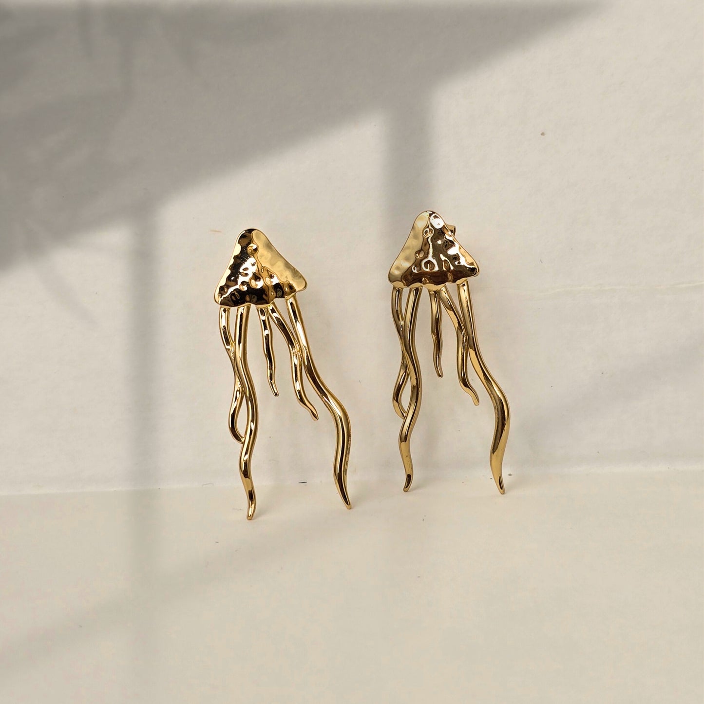 gold jellyfish statement earrings abstract drop jewelry