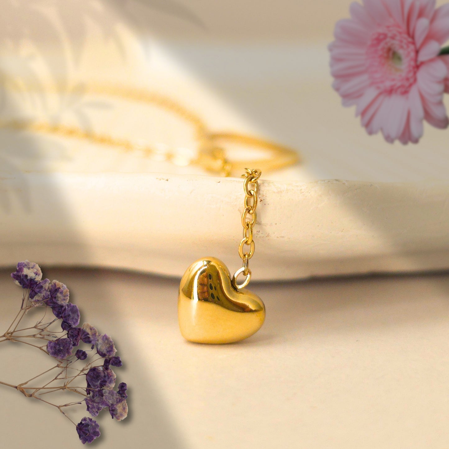 open heart pendant necklace with dangling heart charm