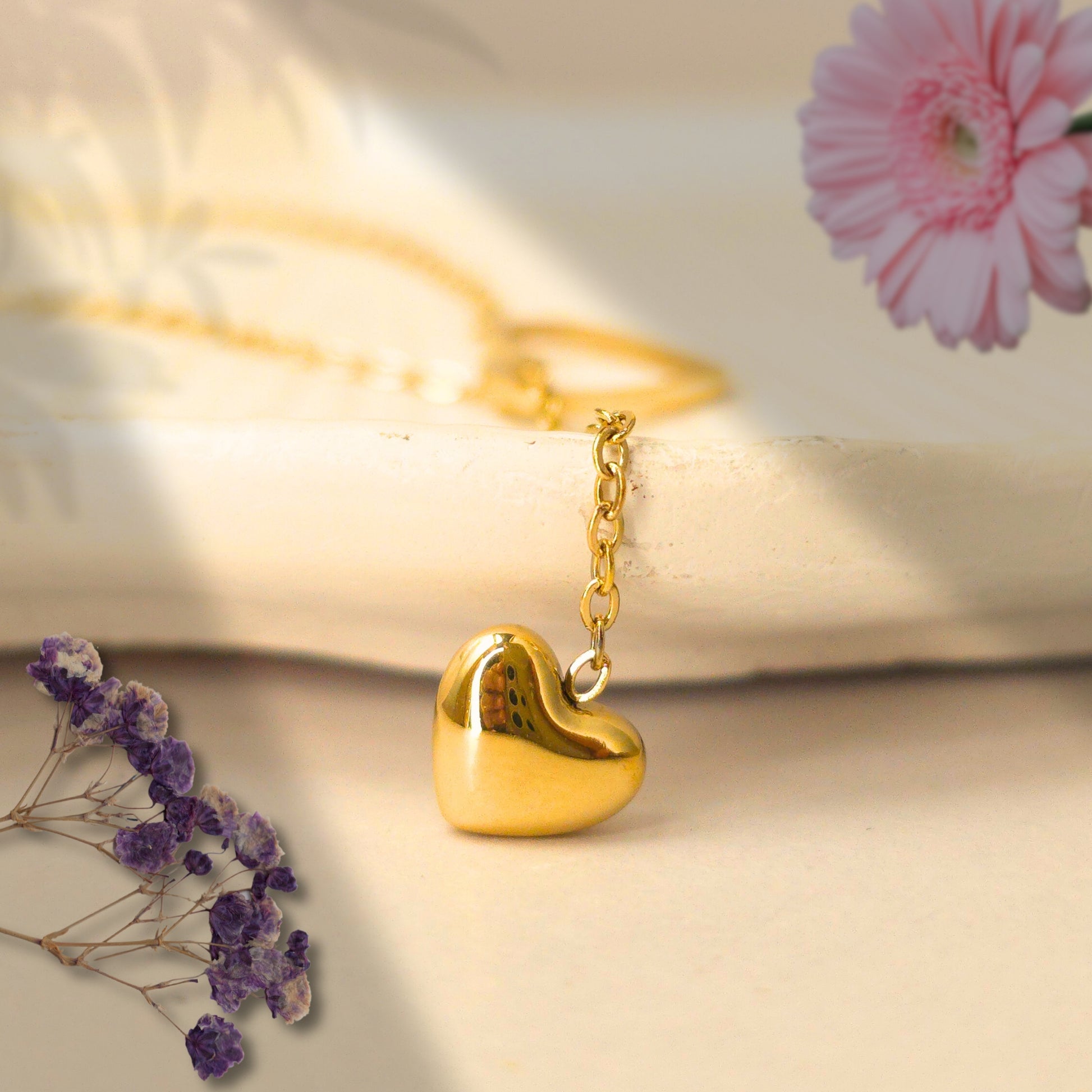 open heart pendant necklace with dangling heart charm