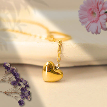 open heart pendant necklace with dangling heart charm