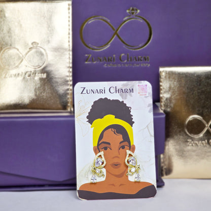 Zunari Charm mariposa earrings packaging premium