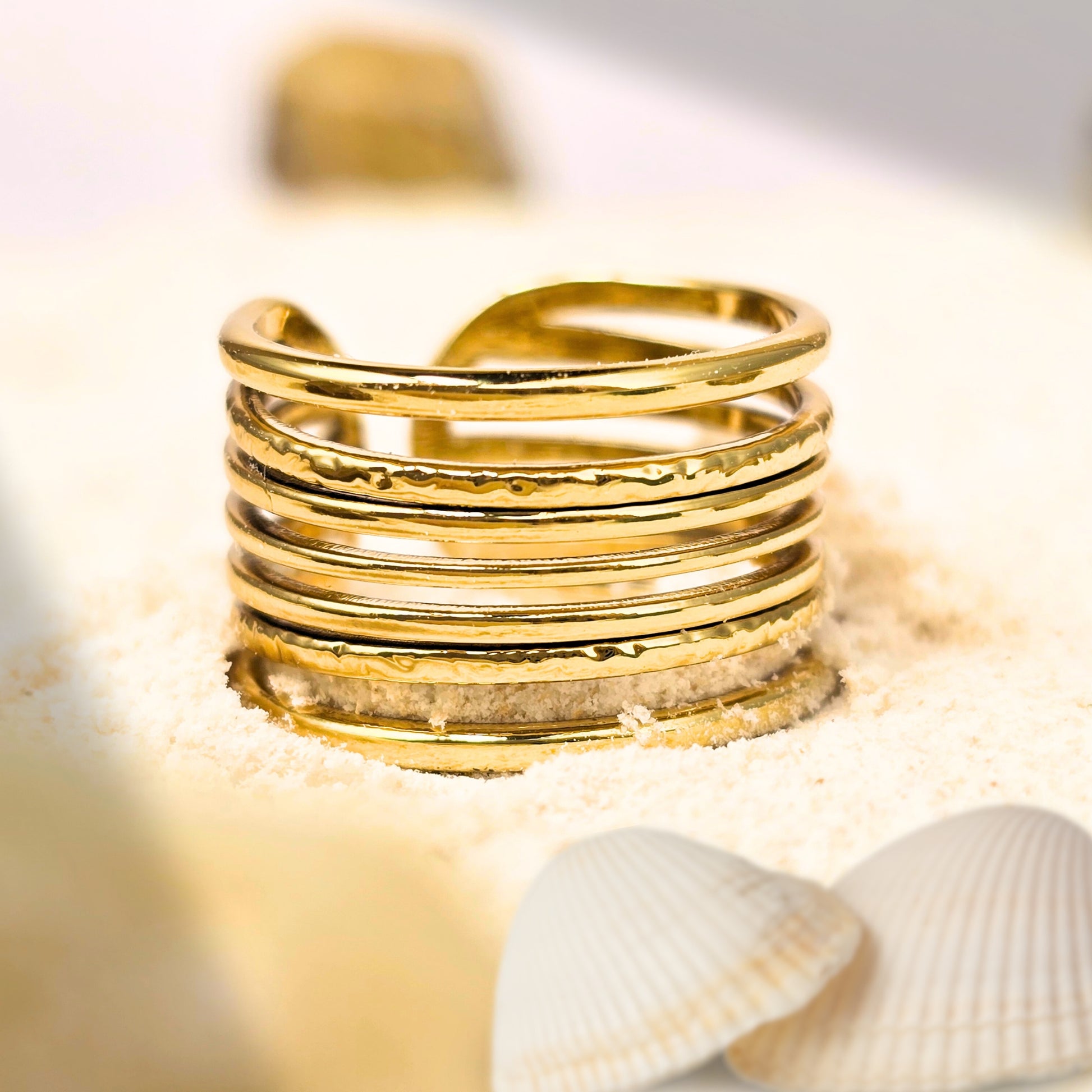 stacked band ring gold modern fashion jewelry