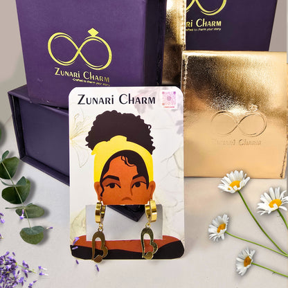 zunari charm heart earrings premium packaging