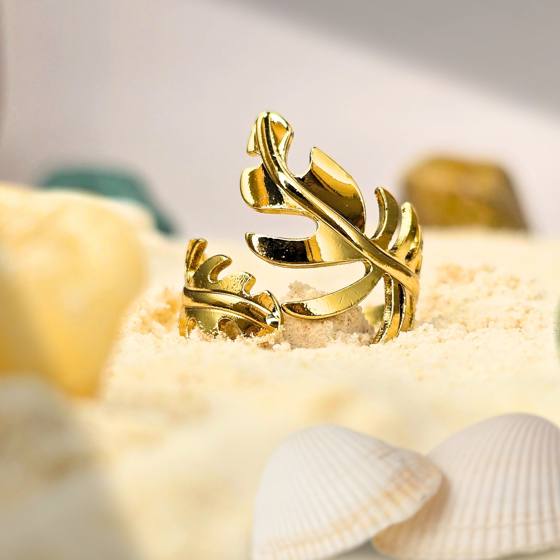 gold adjustable ring minimal luxe nature inspired design