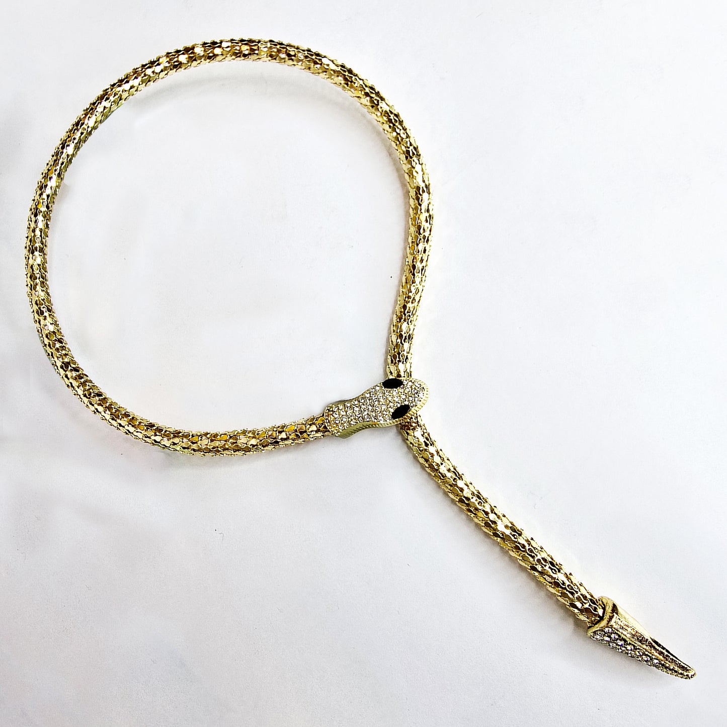 Gold snake-inspired Serpent Embrace Necklace full view on white background