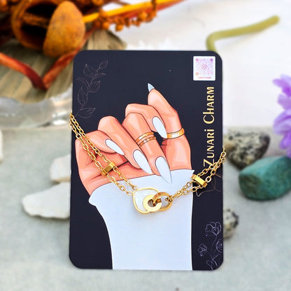 Starlight anti-tarnish bracelet displayed on Zunari Charm packaging.