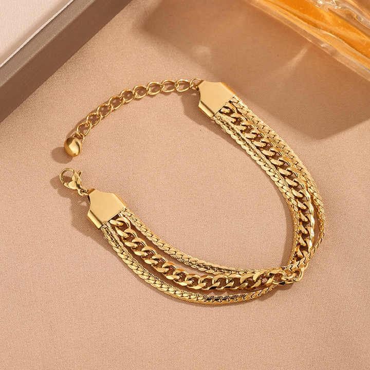 Anti-tarnish gold chain bracelet on display