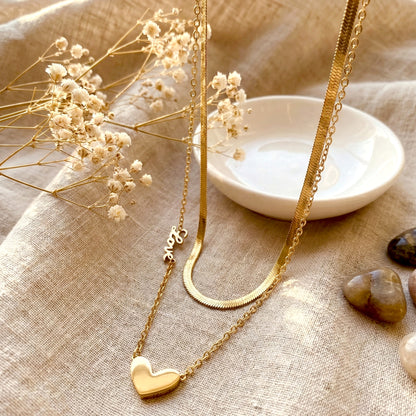 minimal love necklace with heart charm for women